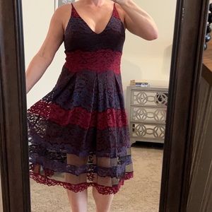 Multi- colored, purple and burgundy Lace dress
